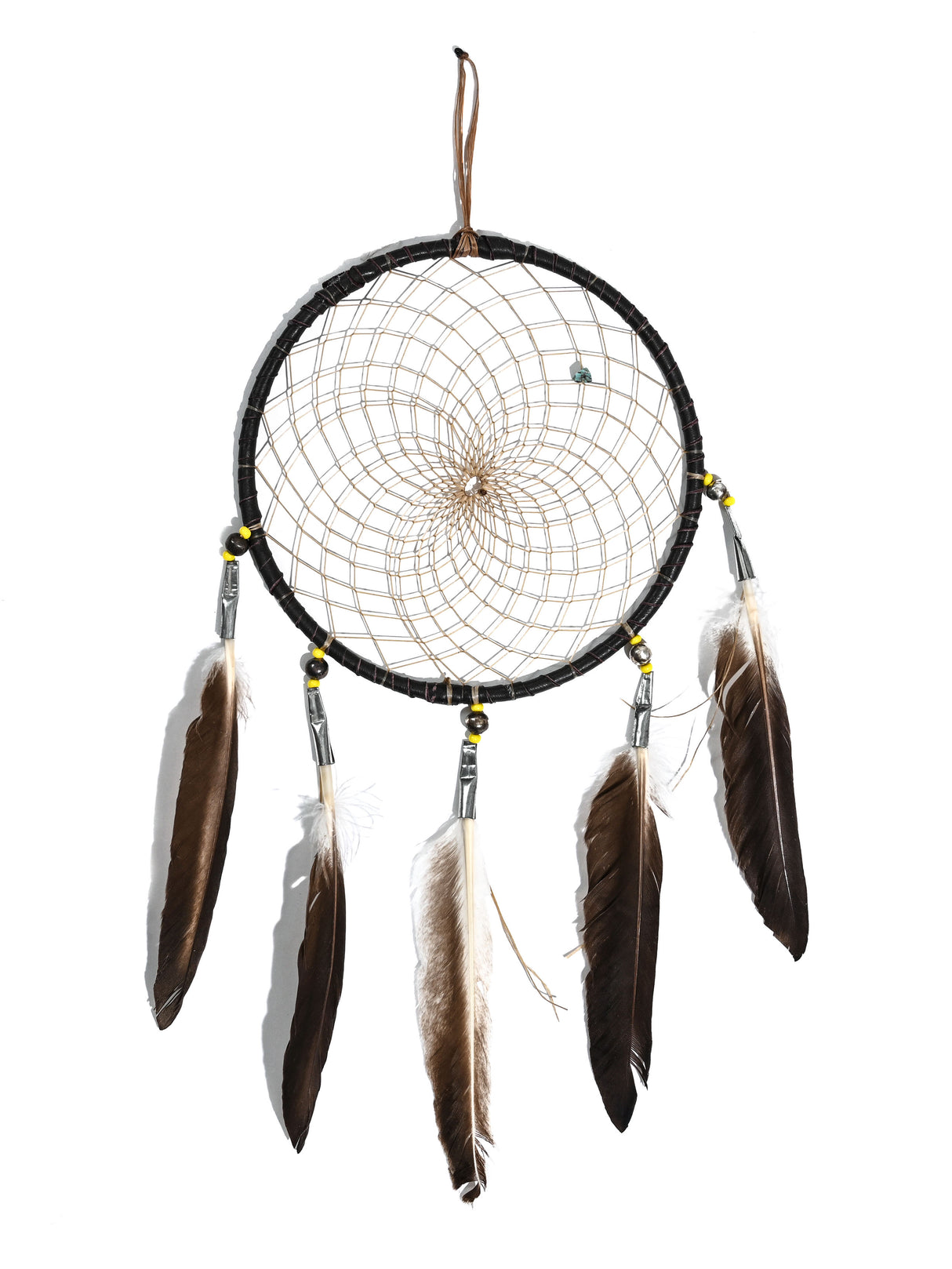 6" Turquoise Stone Dreamcatcher | si0375-Chocolate-Yellow