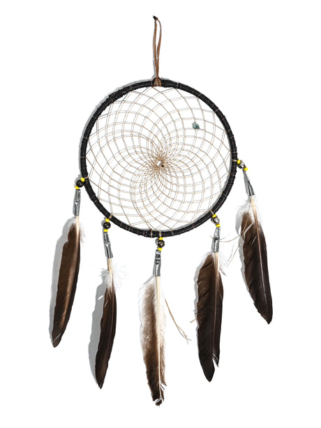 6" Turquoise Stone Dreamcatcher | si0375-Chocolate-Yellow