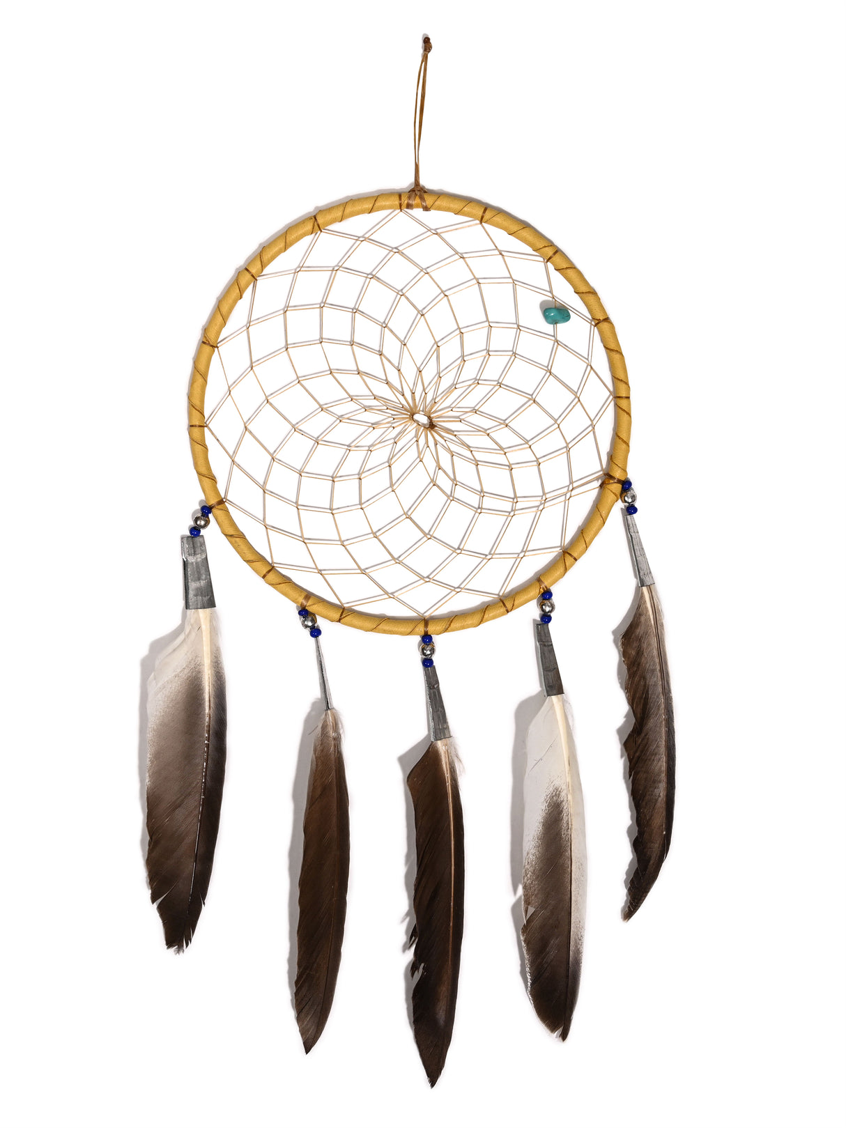 6" Turquoise Stone Dreamcatcher | si0375-Natural-Blue