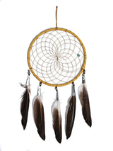 6" Turquoise Stone Dreamcatcher | si0375-Natural-Brown