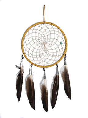 6" Turquoise Stone Dreamcatcher | si0375-Natural-Brown