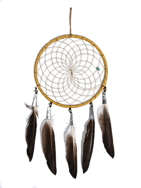 6" Turquoise Stone Dreamcatcher | si0375-Natural-Brown