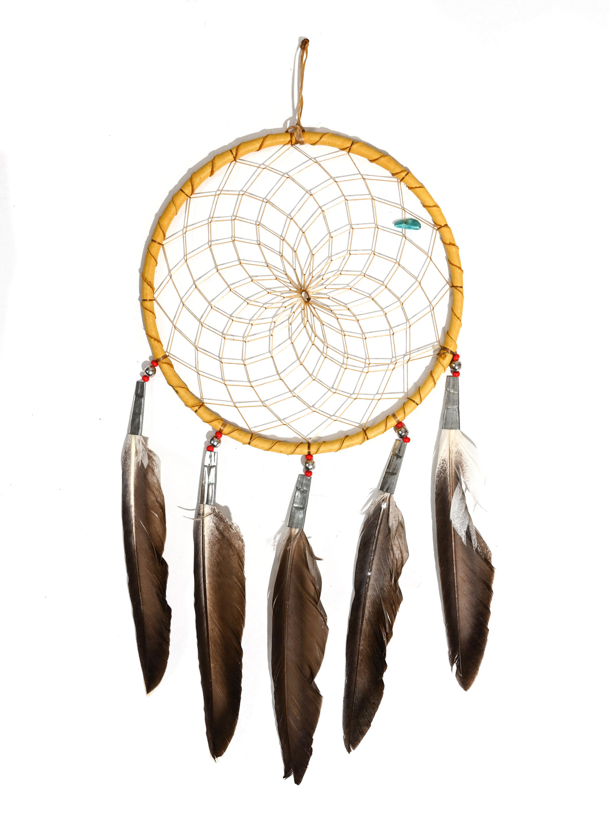 6" Turquoise Stone Dreamcatcher | si0375-Natural-Red