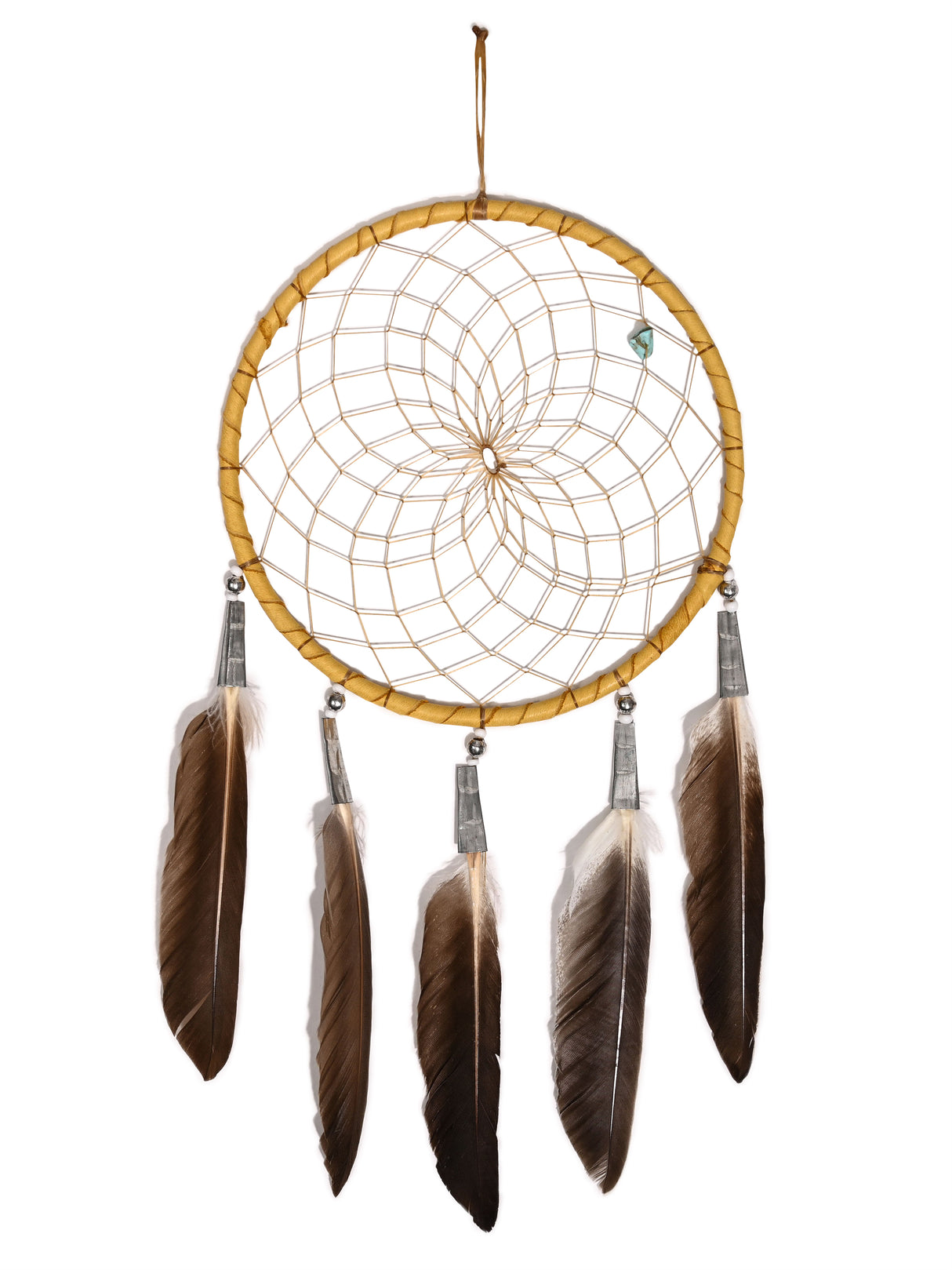6" Turquoise Stone Dreamcatcher | si0375-Natural-White