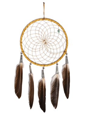 6" Turquoise Stone Dreamcatcher | si0375-Natural-White