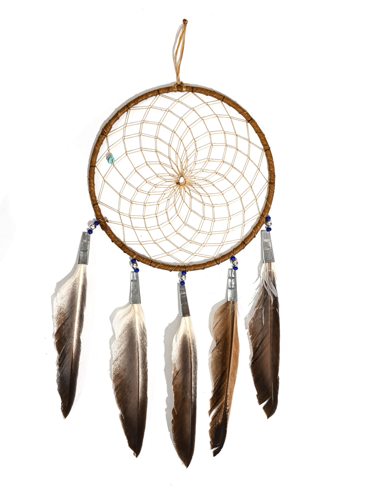 6" Turquoise Stone Dreamcatcher | si0375-Tan-Blue