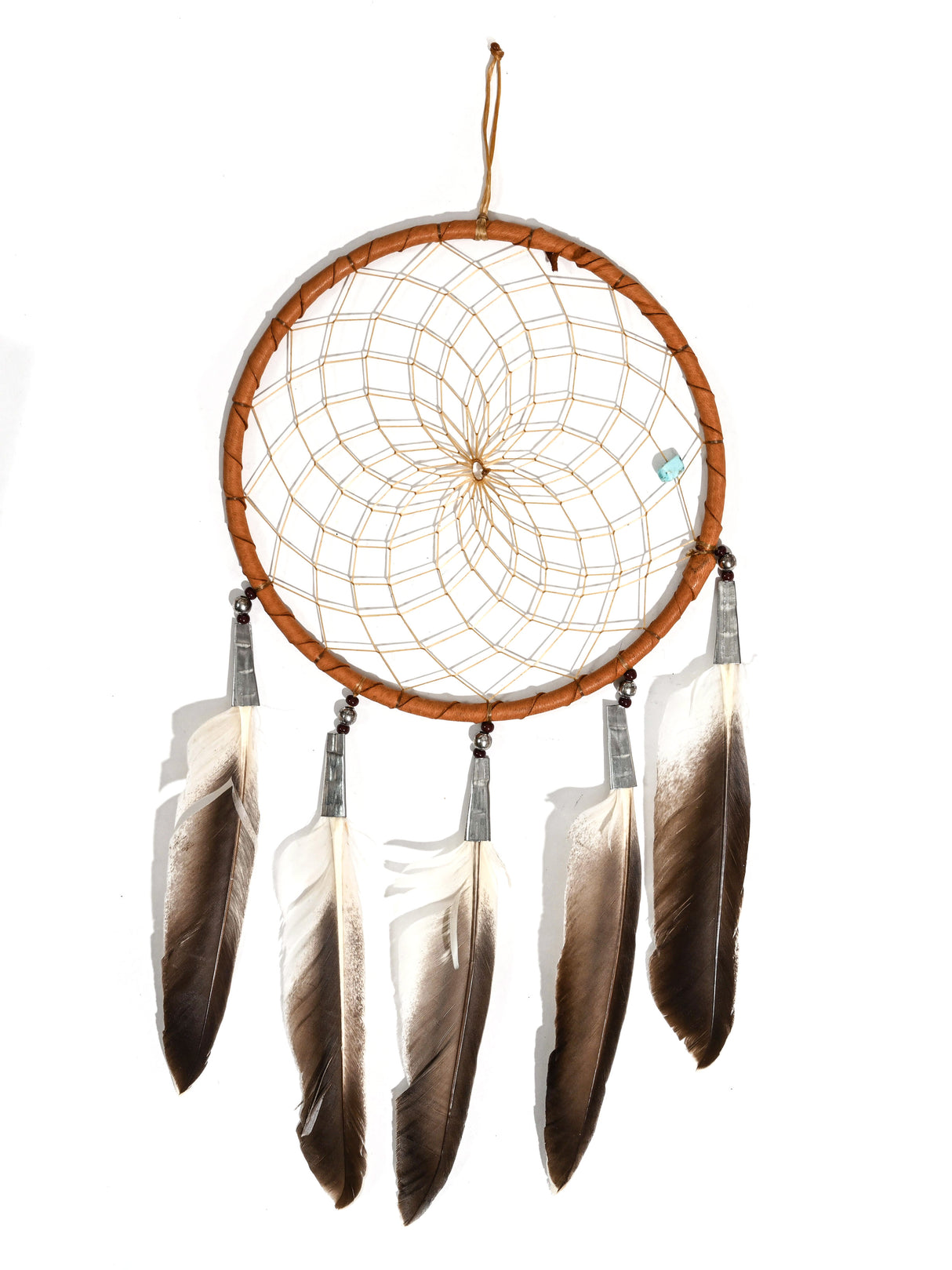 6" Turquoise Stone Dreamcatcher | si0375-Tan-Brown