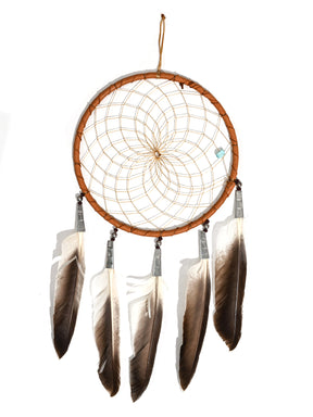 6" Turquoise Stone Dreamcatcher | si0375-Tan-Brown
