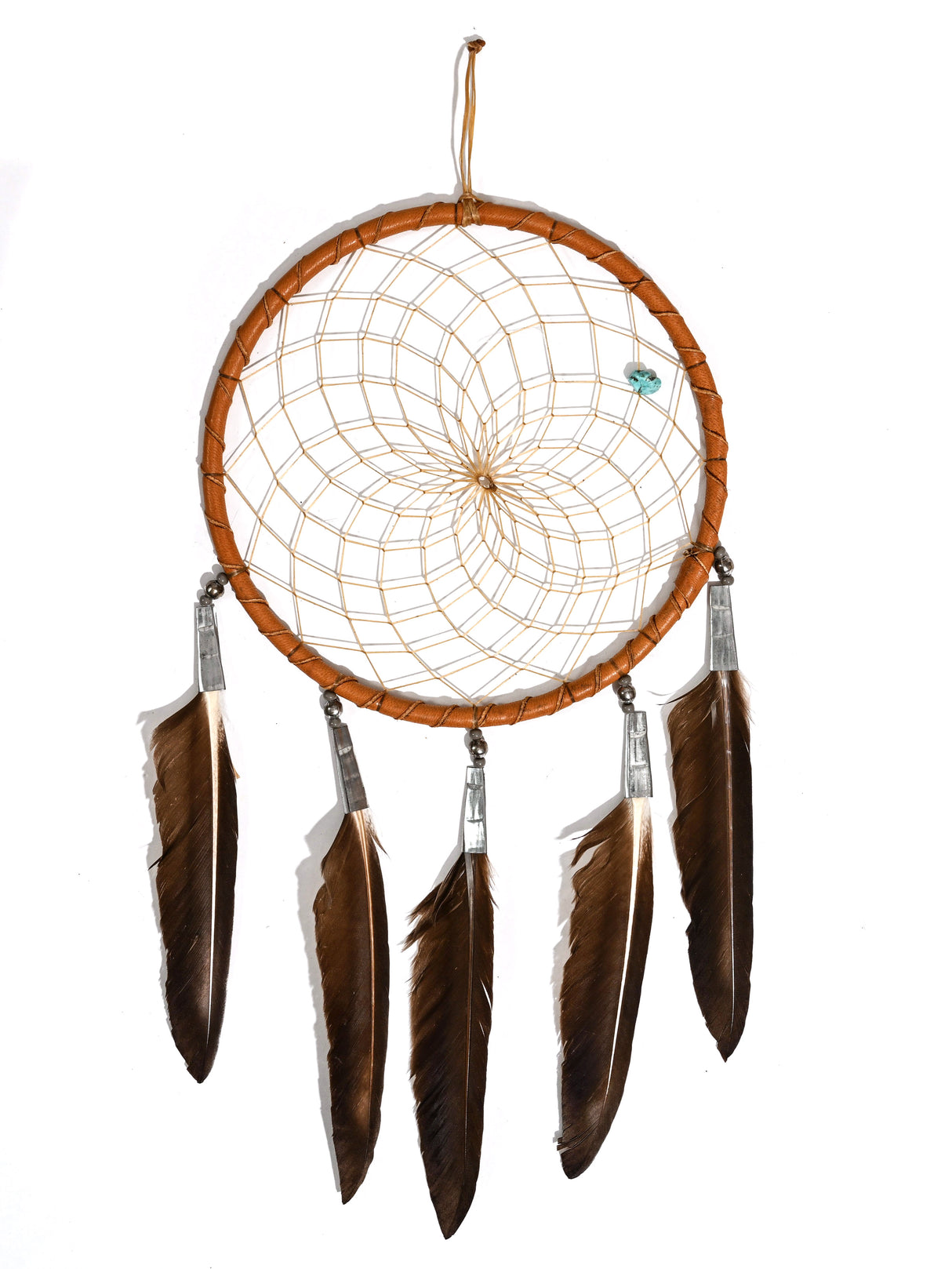 6" Turquoise Stone Dreamcatcher | si0375-Tan-Gray