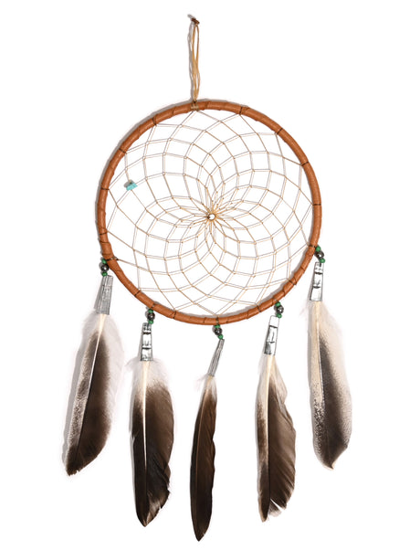6" Turquoise Stone Dreamcatcher | si0375-Tan-Green