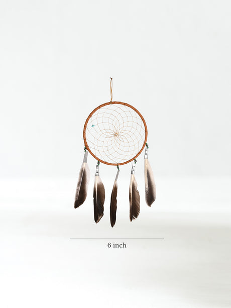 6" Turquoise Stone Dreamcatcher | si0375-Tan_Green