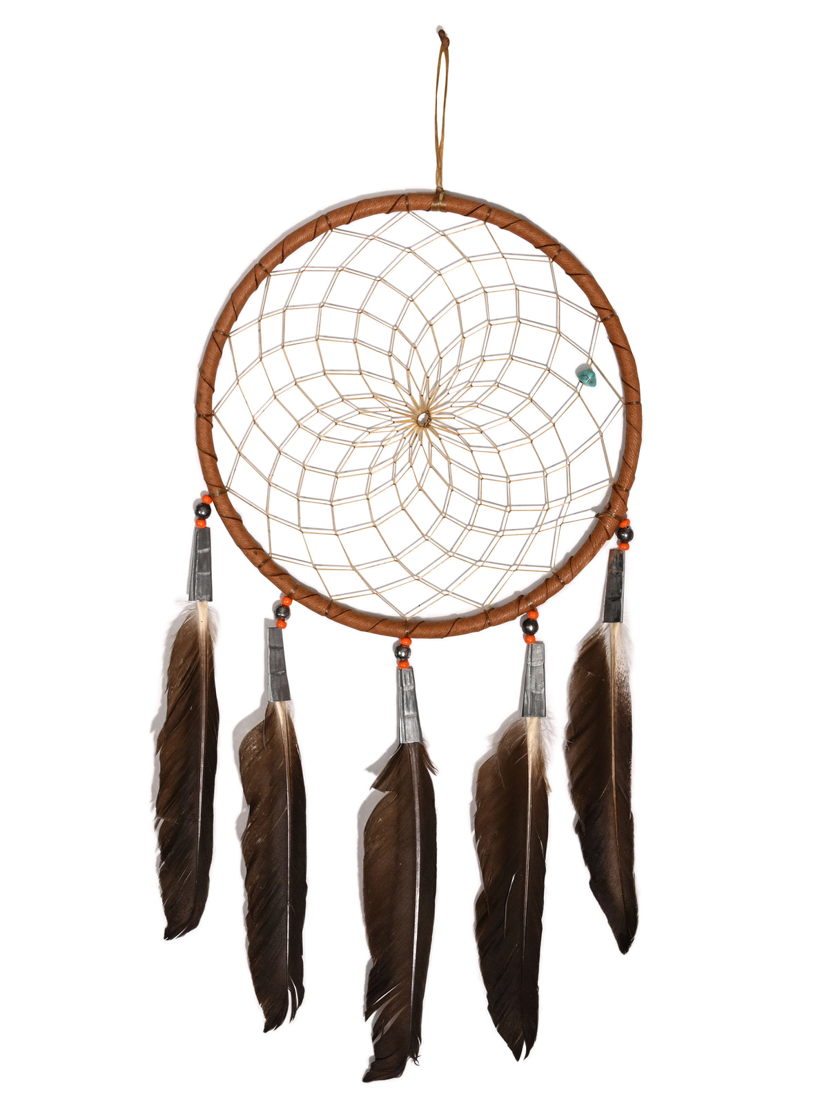6" Turquoise Stone Dreamcatcher | si0375-Tan-Orange