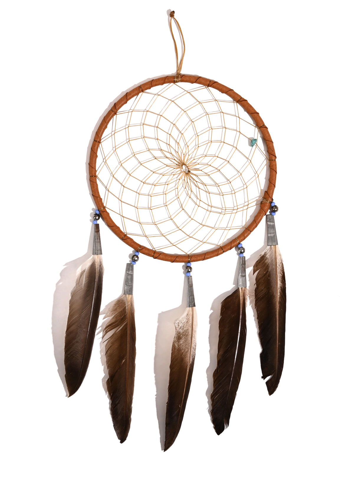 6" Turquoise Stone Dreamcatcher | si0375-Tan-Periwinkle