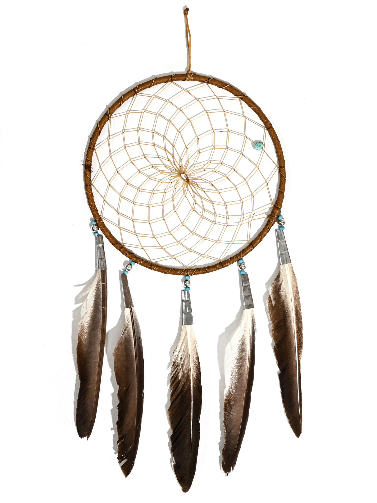 6" Turquoise Stone Dreamcatcher | si0375-Tan-Turquoise