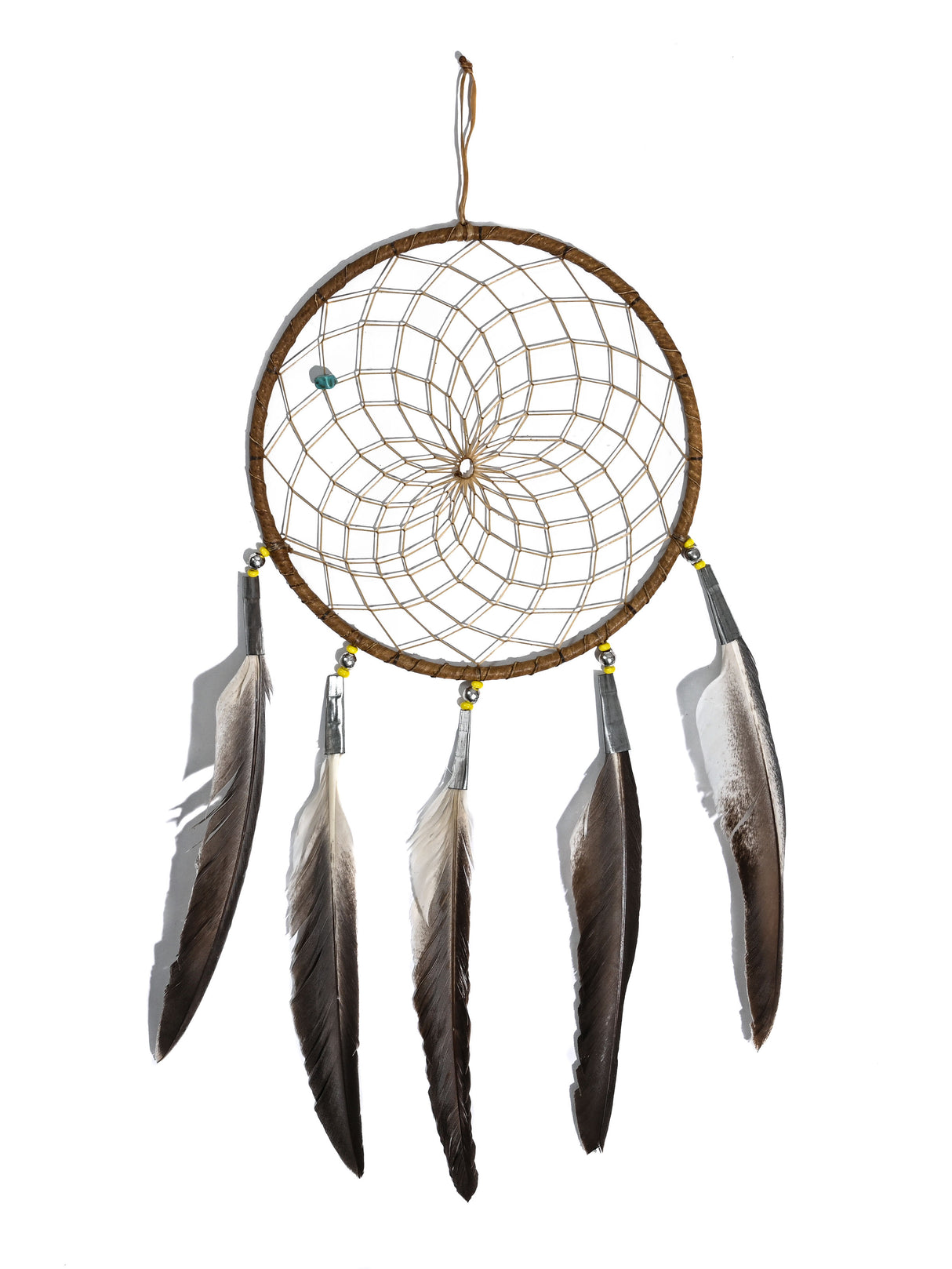 6" Turquoise Stone Dreamcatcher | si0375-Tan-Yellow