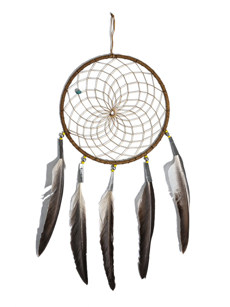 6" Turquoise Stone Dreamcatcher | si0375-Tan-Yellow