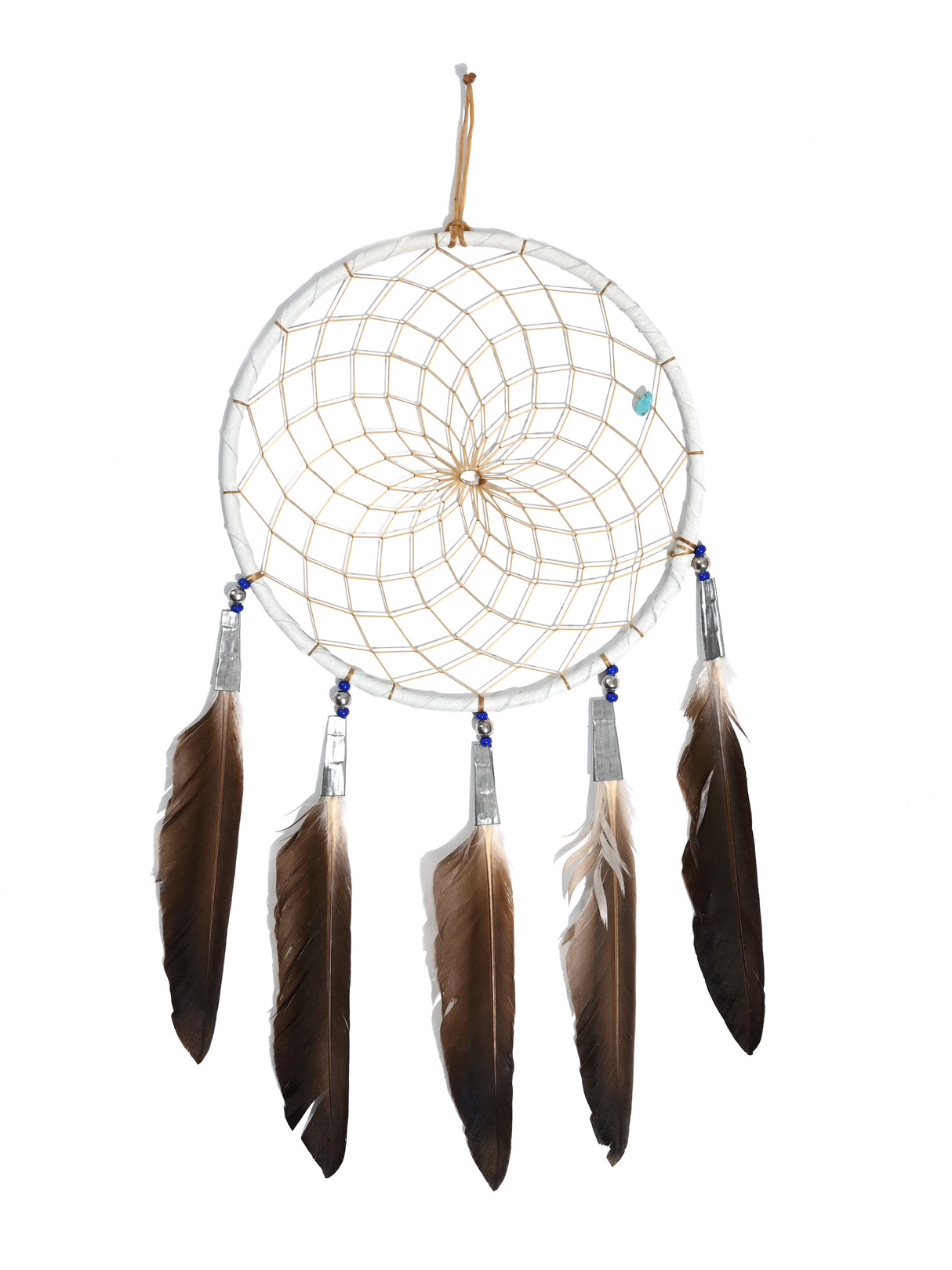 6" Turquoise Stone Dreamcatcher | si0375-White-White