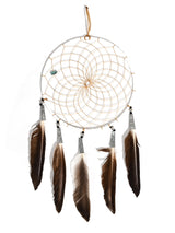 6" Turquoise Stone Dreamcatcher | si0375-White-Brown