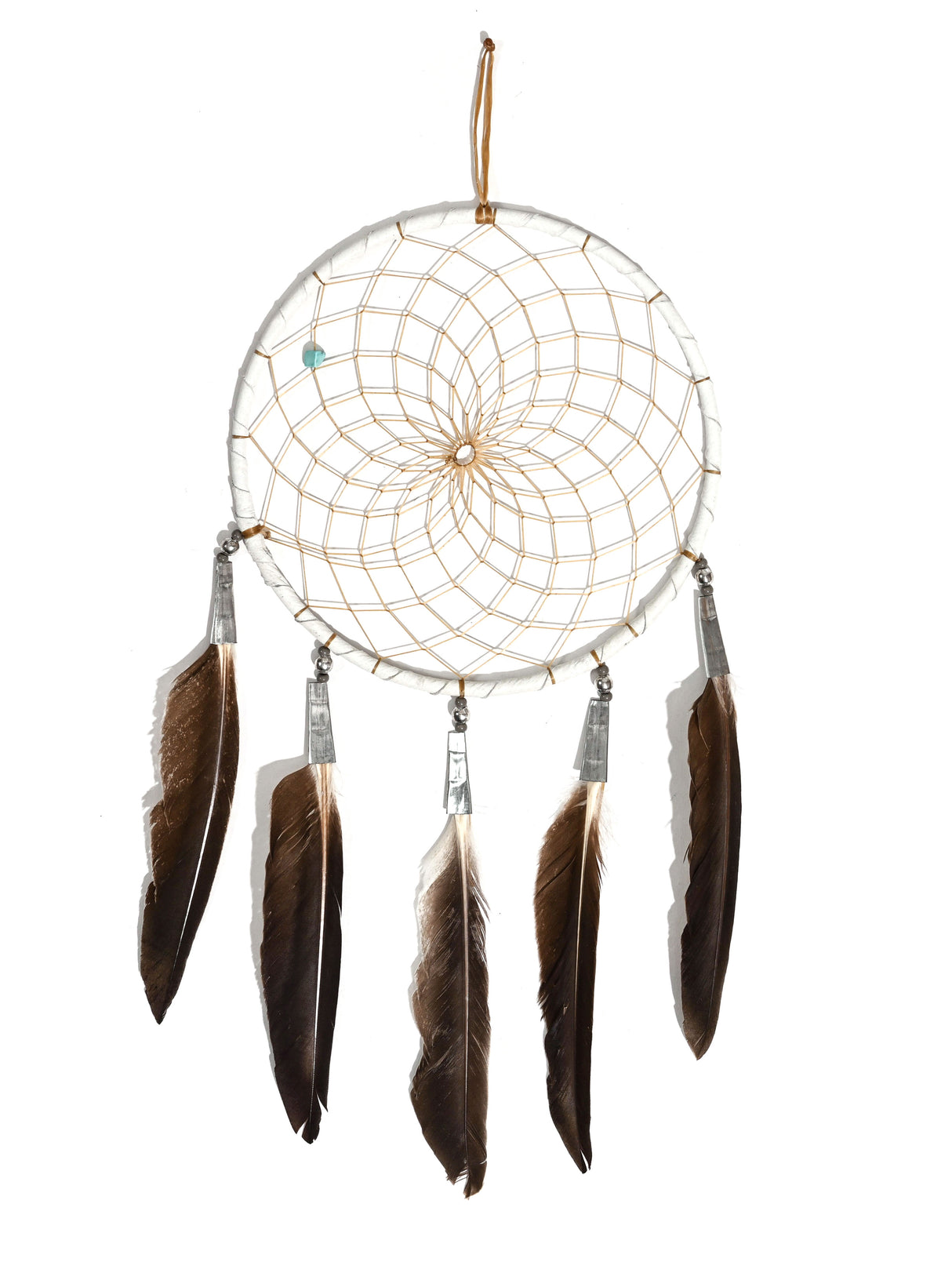 6" Turquoise Stone Dreamcatcher | si0375-White-White