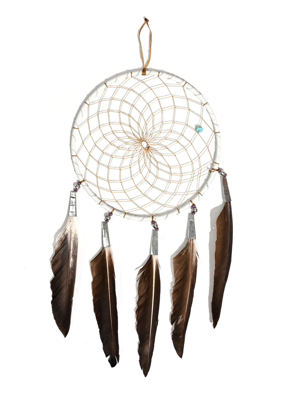 6" Turquoise Stone Dreamcatcher | si0375-White-Light-Purple