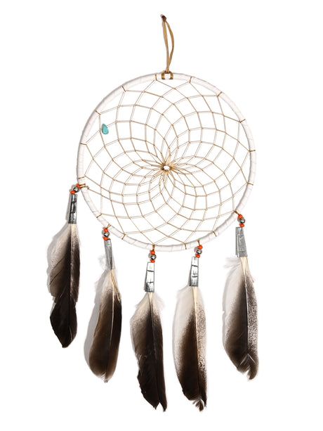 6" Turquoise Stone Dreamcatcher | si0375-White-Orange