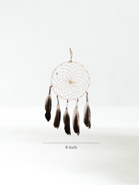 6" Turquoise Stone Dreamcatcher | si0375-White-Orange