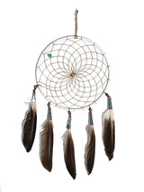 6" Turquoise Stone Dreamcatcher | si0375-White-White