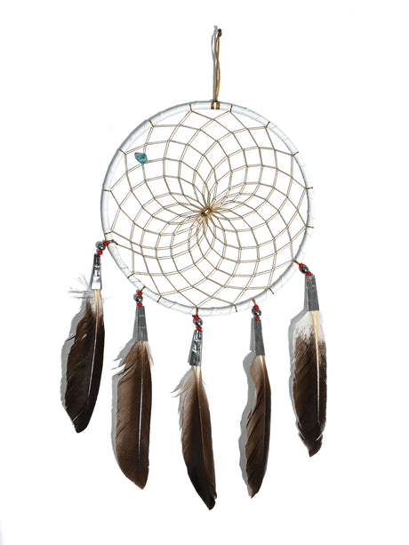 6" Turquoise Stone Dreamcatcher | si0375-White-White