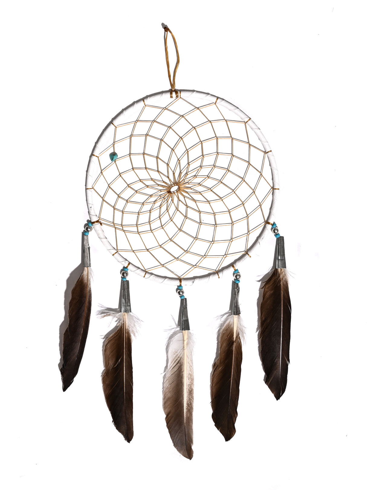 6" Turquoise Stone Dreamcatcher | si0375-White-Turquoise