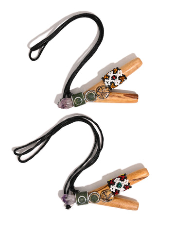 Kuripe Pipe with Stone Inlay