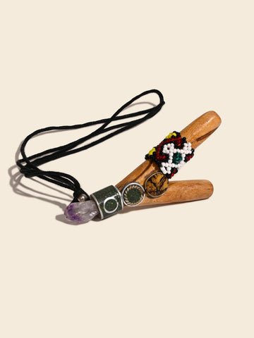 Kuripe Pipe with Stone Inlay