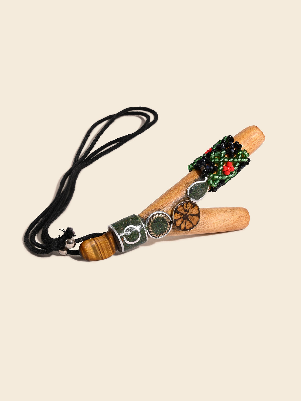 Kuripe Pipe with Stone Inlay