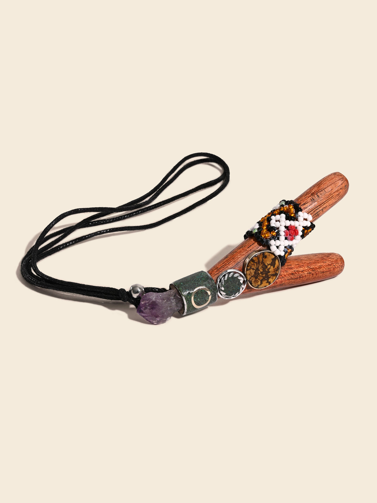 Kuripe Pipe with Stone Inlay