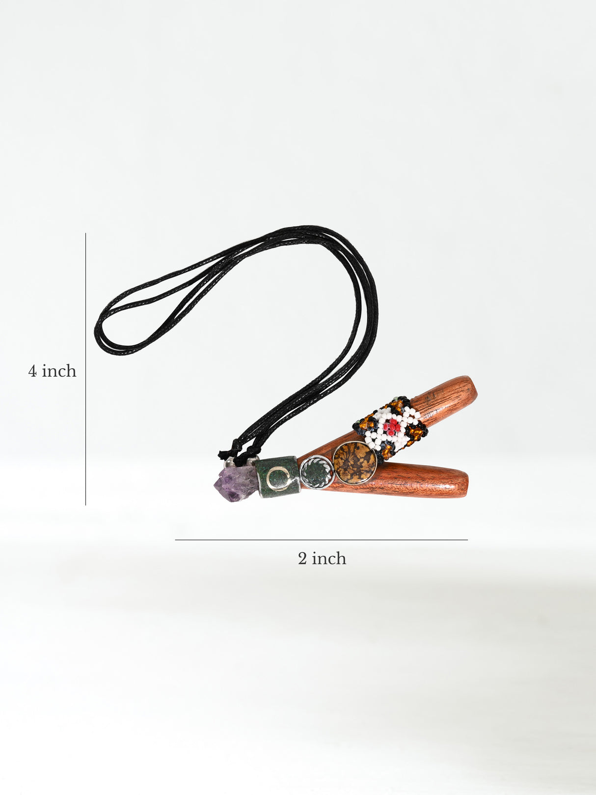 Kuripe Pipe with Stone Inlay Dimension | si0494