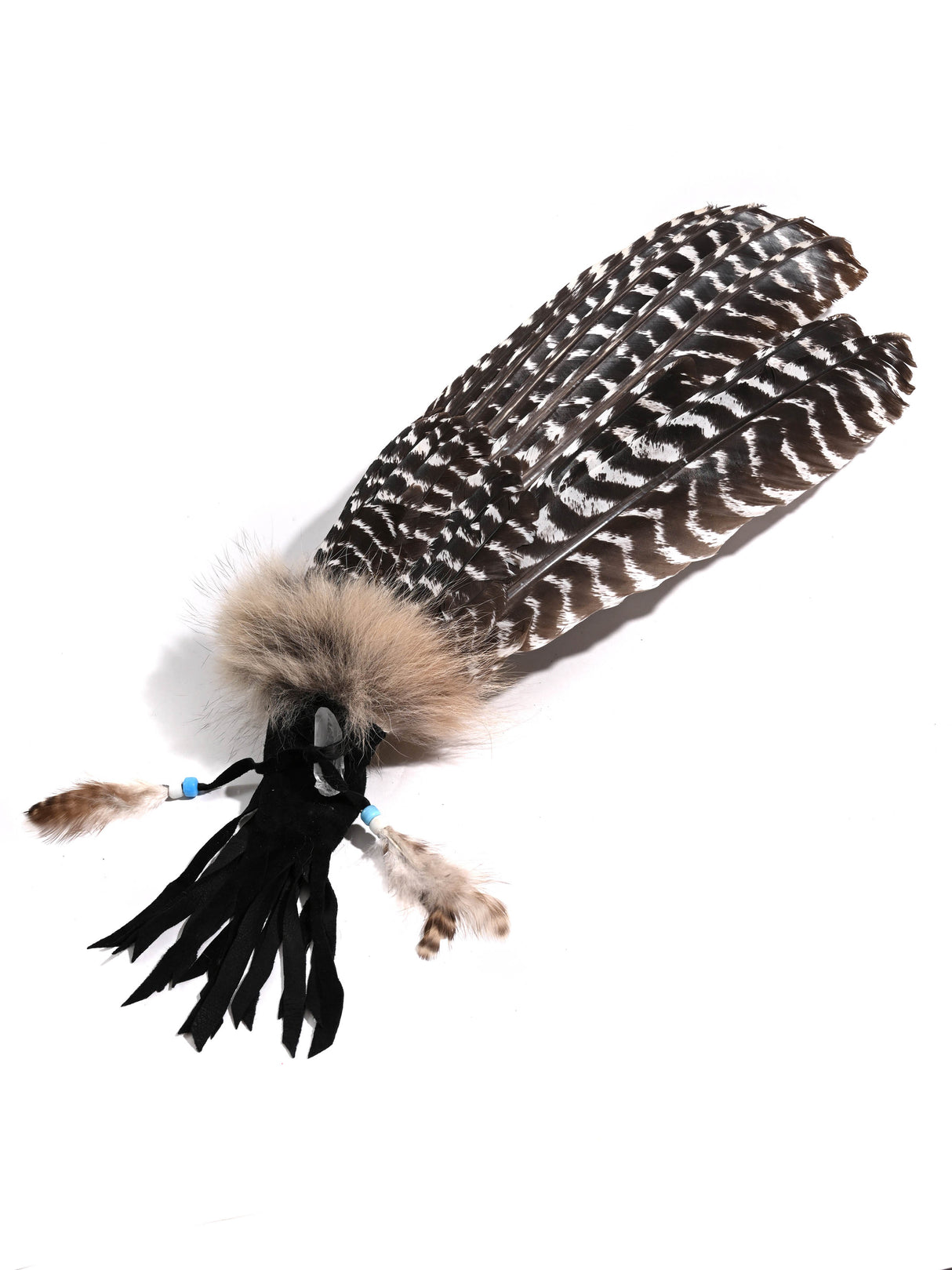 Sacred Prayer Feather Fan with Quartz | si0519-Black