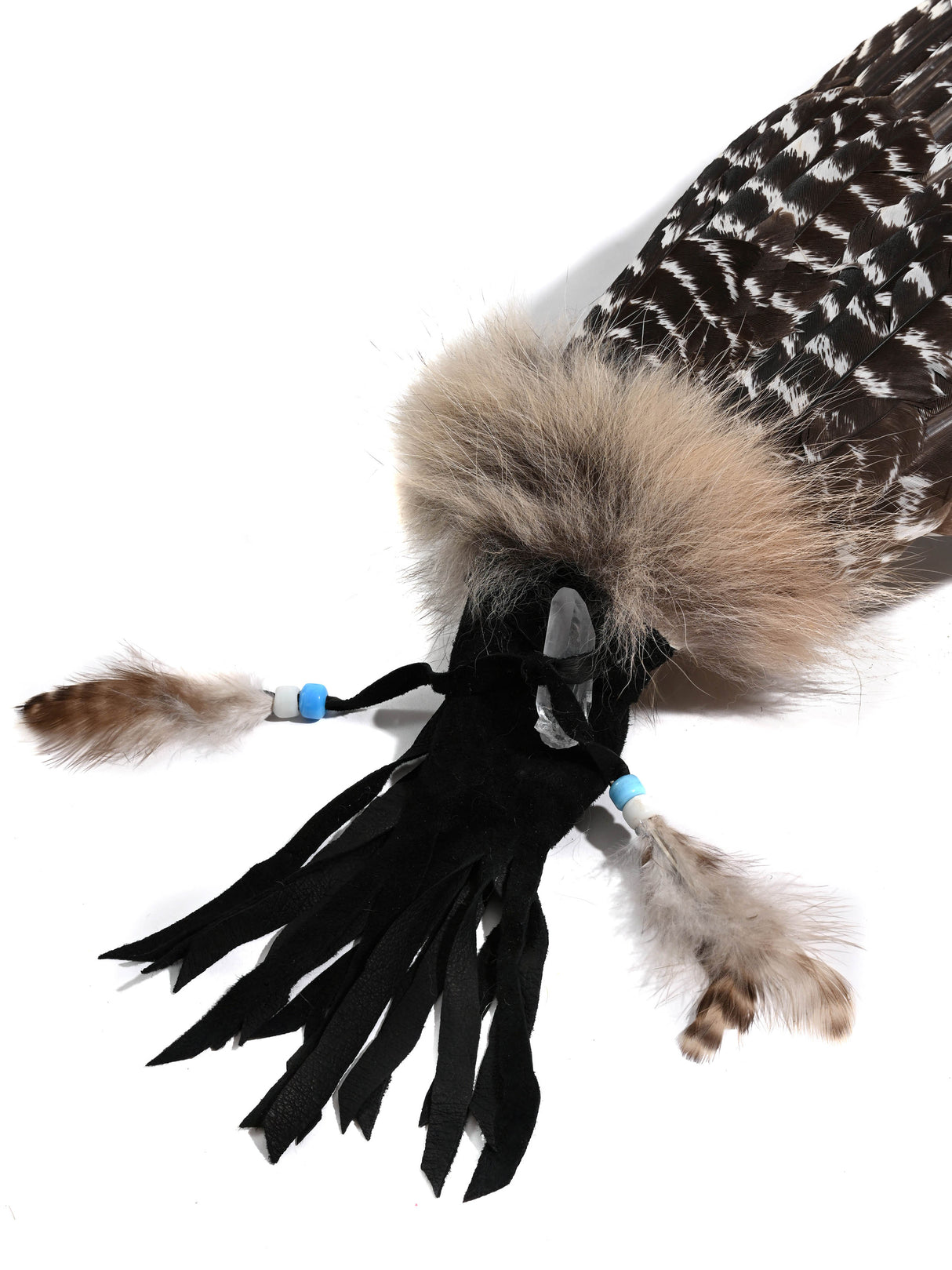 Sacred Prayer Feather Fan with Quartz 1 | si0519-Black