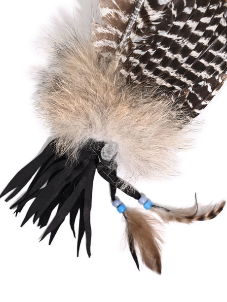 Sacred Prayer Feather Fan with Quartz - Black Handle 1 | si0519-Black