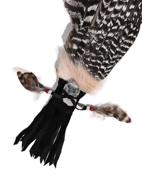 Sacred Prayer Feather Fan with Quartz - Black Handle 1 | si0519-Black