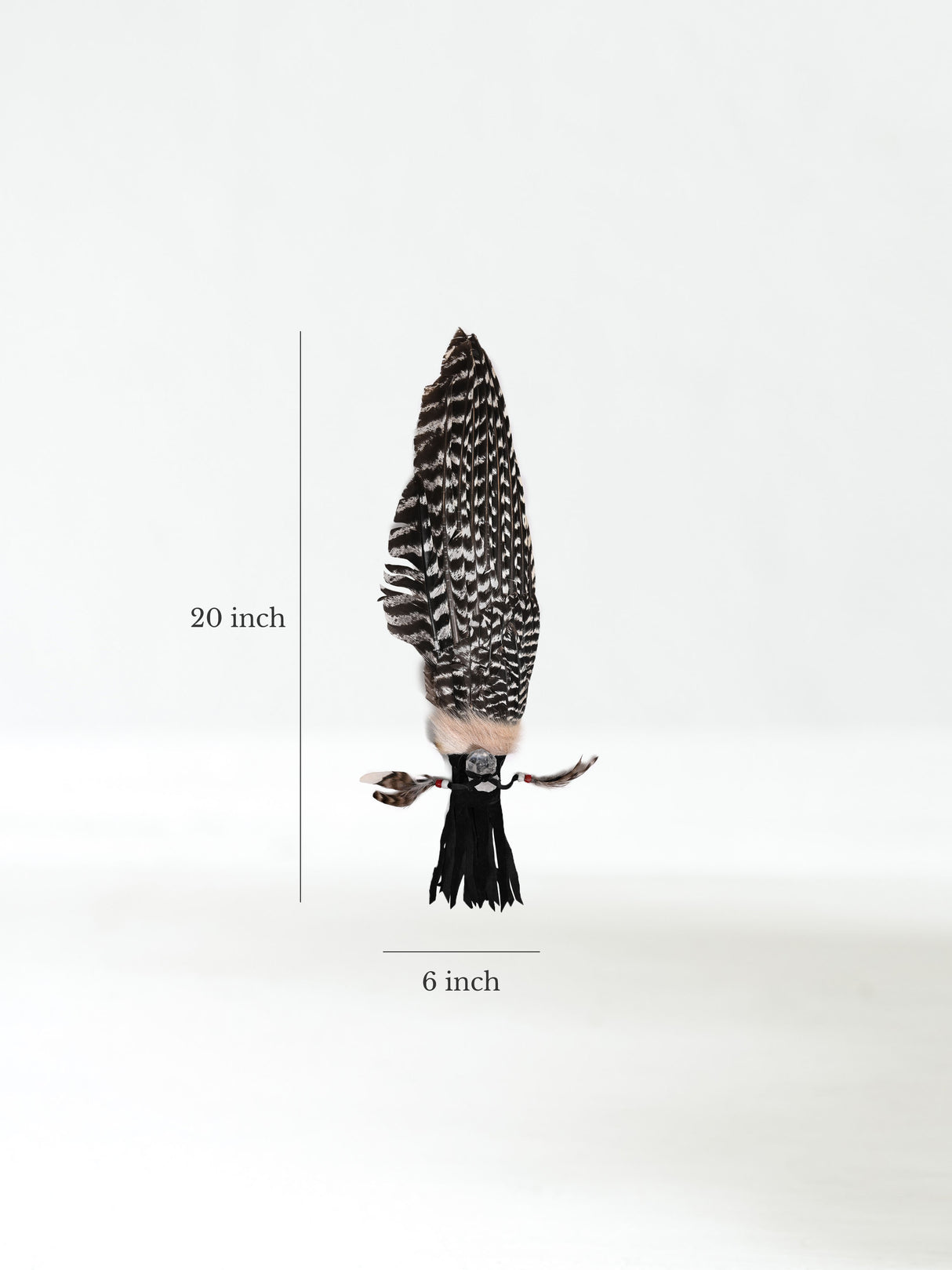Sacred Prayer Feather Fan with Quartz - Black Handle Dimension | si0519-Black