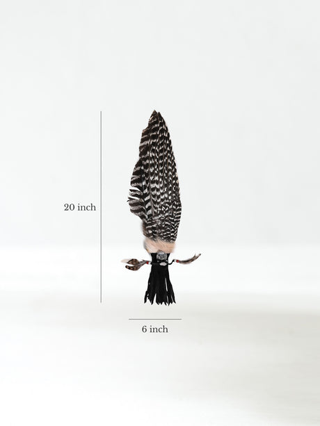 Sacred Prayer Feather Fan with Quartz - Black Handle Dimension | si0519-Black