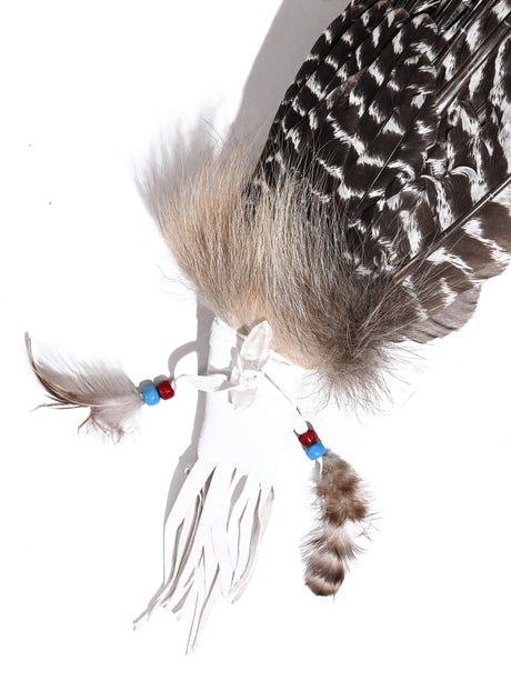 Sacred Prayer Feather Fan with Quartz | si0519-White