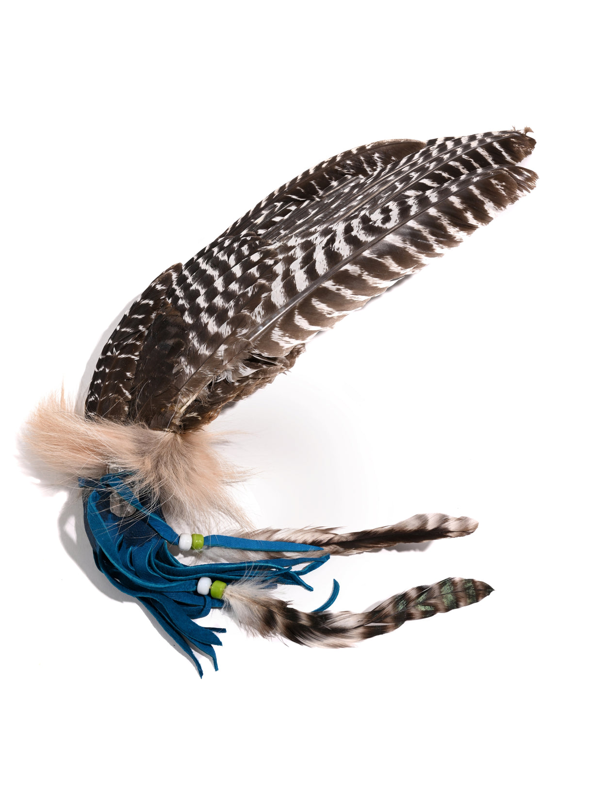 Sacred Prayer Feather Fan with Quartz Narrow Teal | si0519-Narrow-Teal