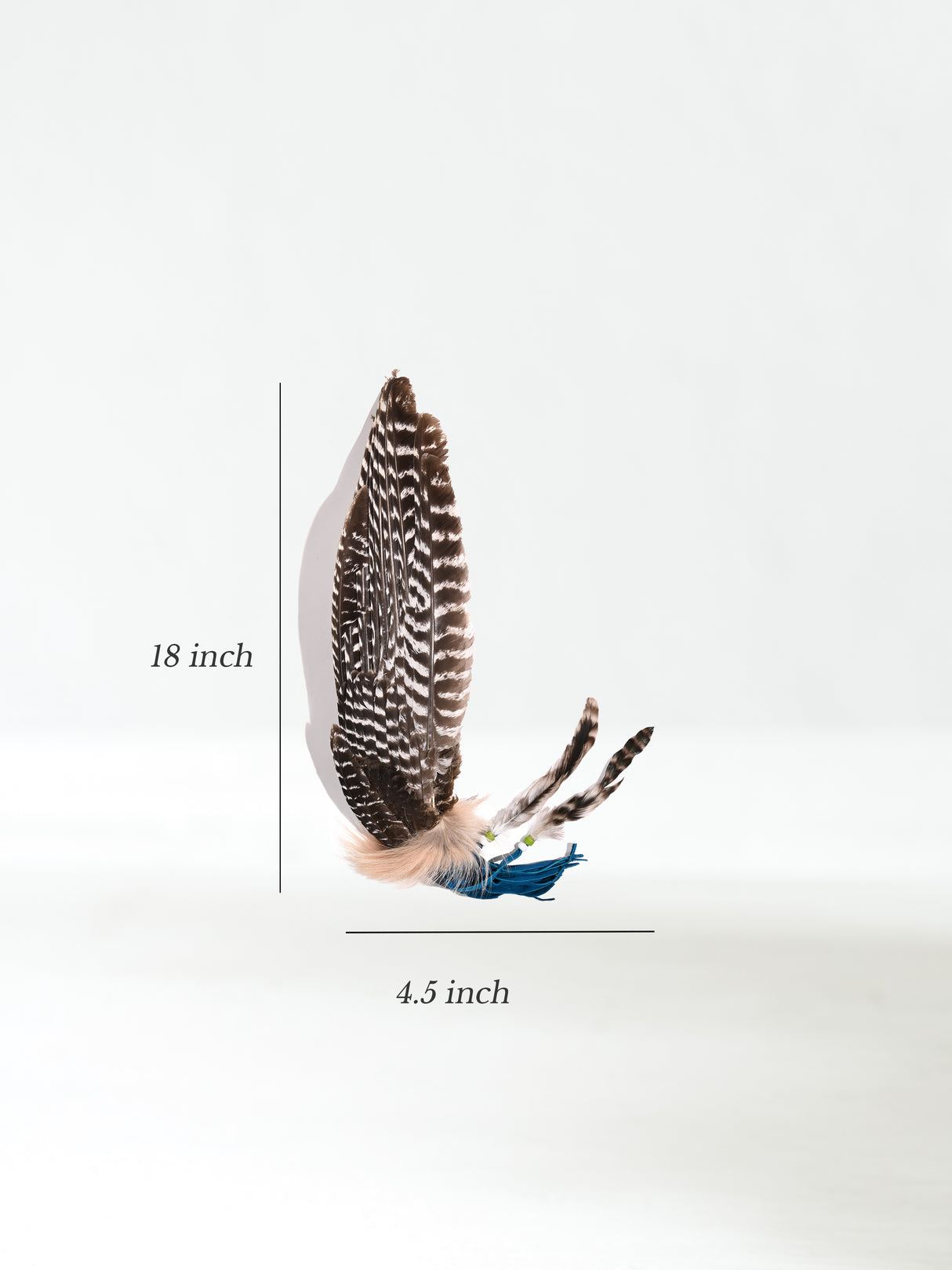 Sacred Prayer Feather Fan with Quartz Narrow Teal Dimension | si0519-Narrow-Teal