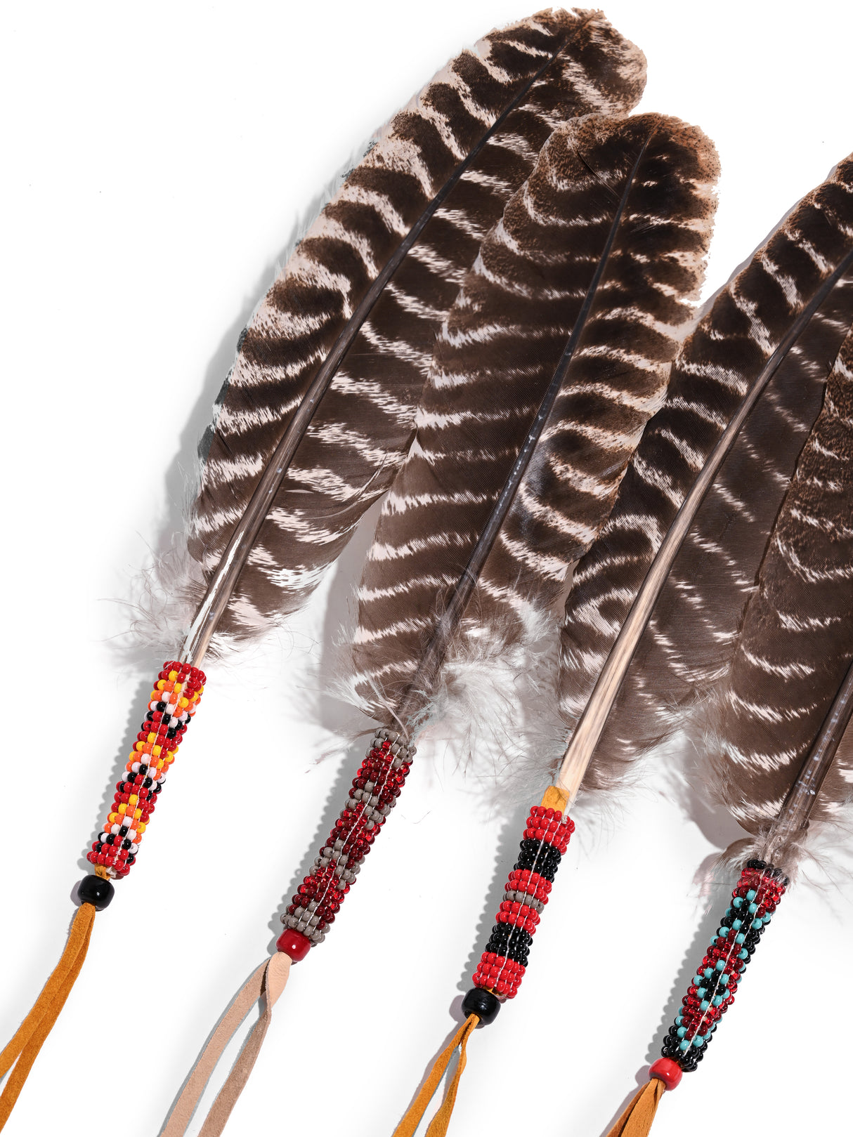 Sacred Prayer Feather - Beaded Wrap | si0522-Fire