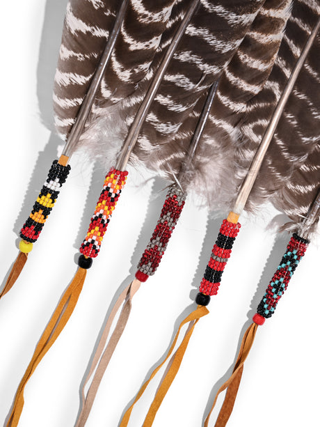 Sacred Prayer Feather - Beaded Wrap 2 | si0522-Fire