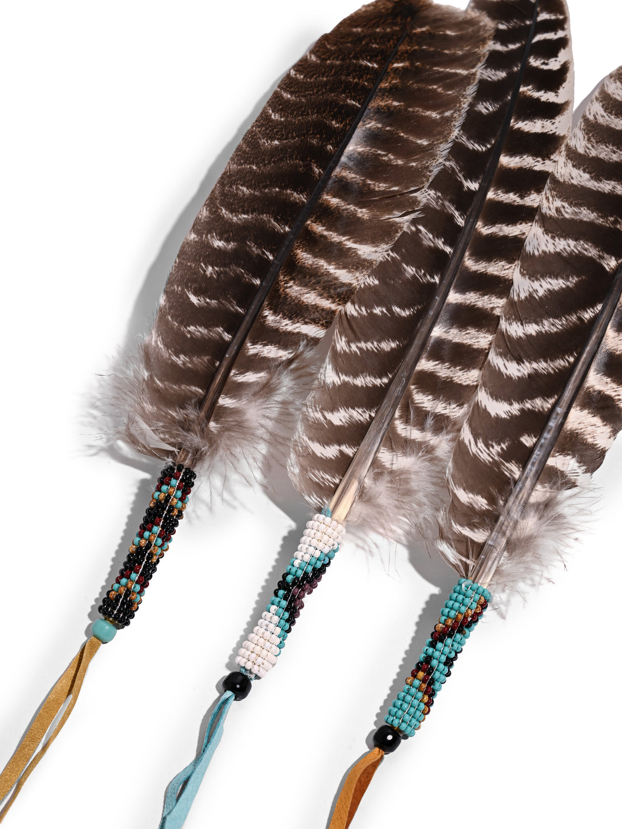 Sacred Prayer Feather - Beaded Wrap | si0522-Turquoise