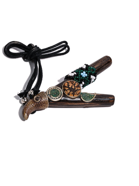 Kuripe Pipe with Stone Inlay Chonta | si0525