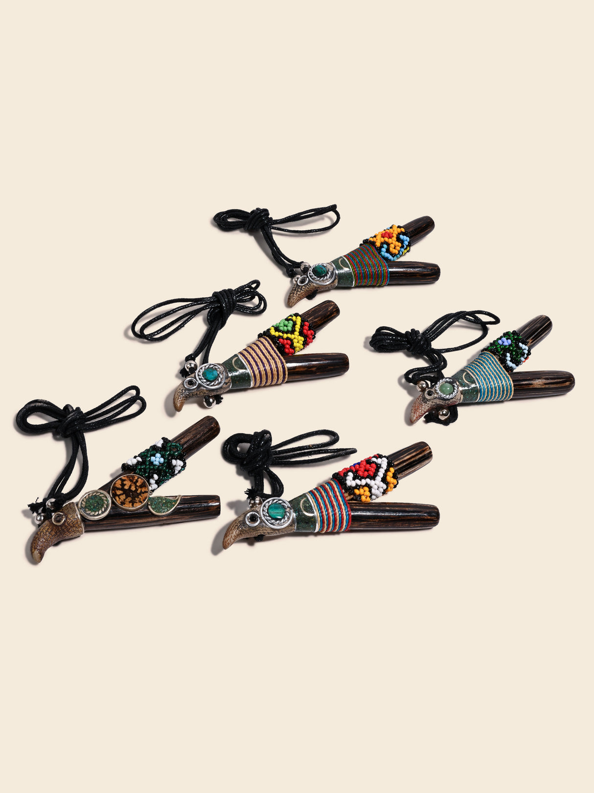 Eagle Kuripe Pipe with Stone Inlay