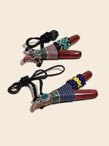 Eagle Kuripe Pipe with Stone Inlay