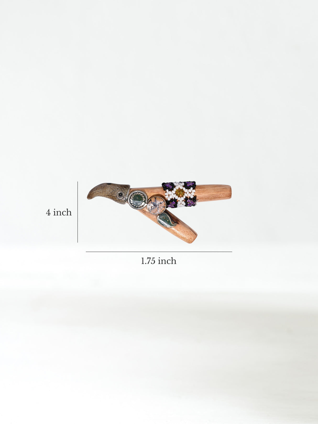 Kuripe Pipe with Stone Inlay Palo Santo Dimension | si0527